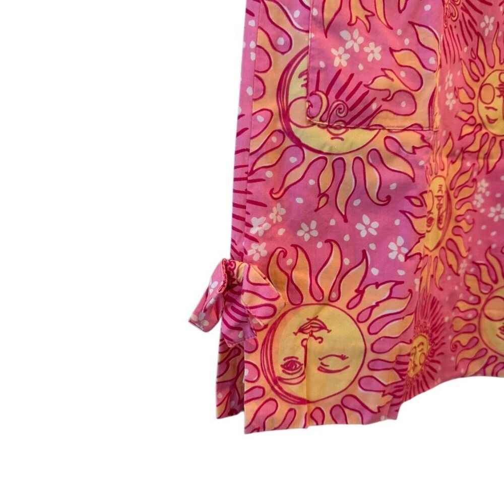 Vintage Lilly Pulitzer Sun Face Print Sleeveless Shift Dress Pink Yellow Size 2 - Picture 3 of 5